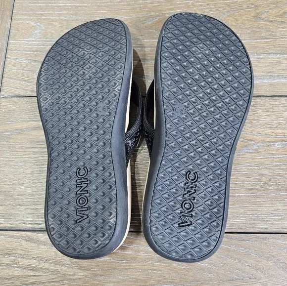 Vionic Sally Leather Toe Post Sandals, Womens Size 7, NWOT