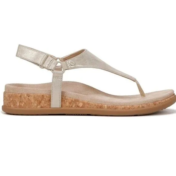 Vionic Sandal‎ Womens 13 Kirra Gold Metallic Leather Arch Support New
