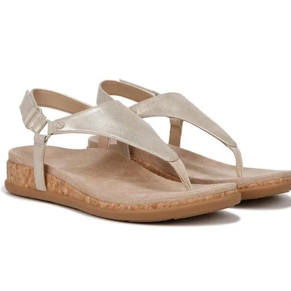 Vionic Sandal‎ Womens 13 Kirra Gold Metallic Leather Arch Support New