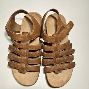Vionic Size 6 Gladiator Flat Comfort Sandal Harissa Brown /Tan Adjustable Strap