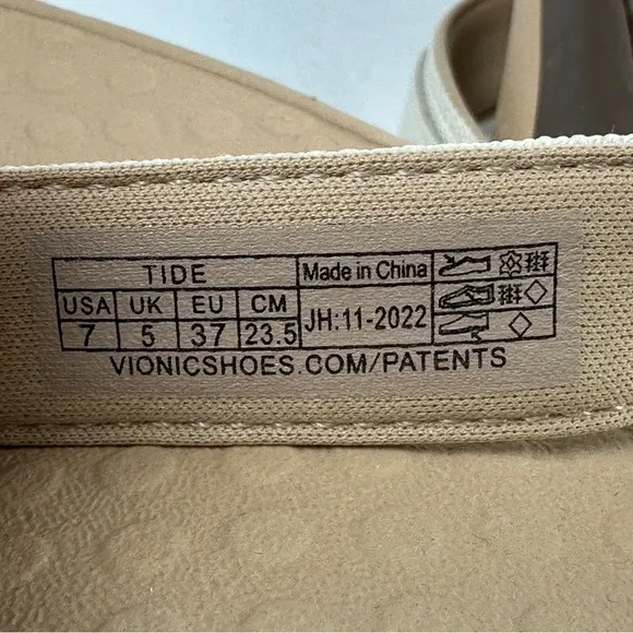 Vionic Tide Flip Flops 7 Ivory Leather Orthotic Sandals Womens Brand New