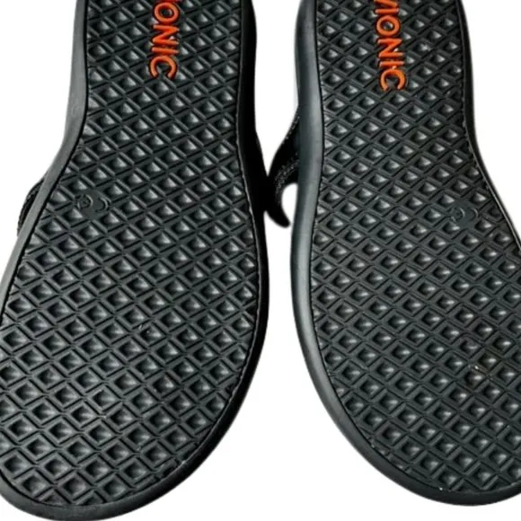 Vionic Tide II Black Toe Post Flip Flop Sandal - Black/Black Patent - 7