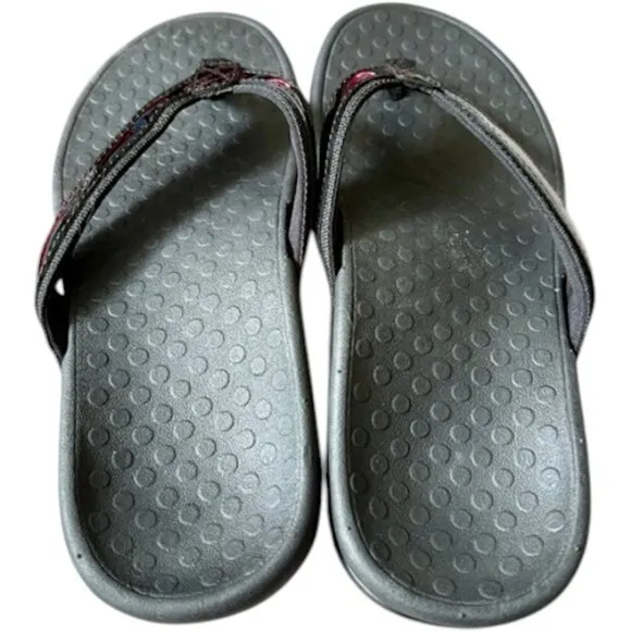 Vionic Tide II Black Toe Post Flip Flop Sandal - Black/Black Patent - 7
