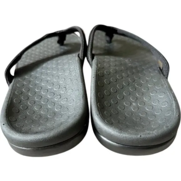 Vionic Tide II Black Toe Post Flip Flop Sandal - Black/Black Patent - 7