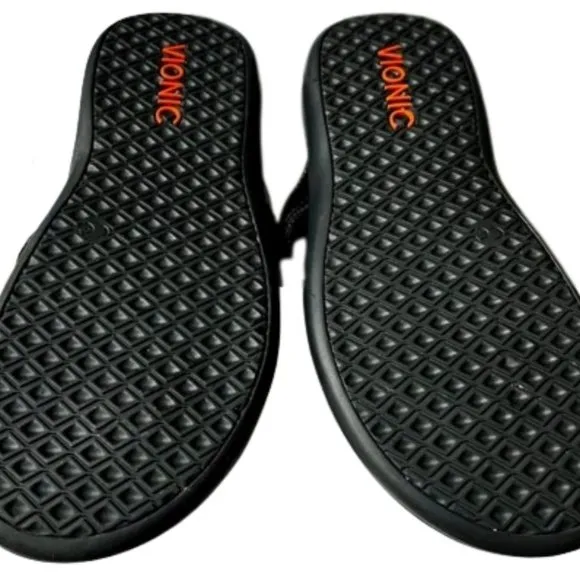 Vionic Tide II Black Toe Post Flip Flop Sandal - Black/Black Patent - 7