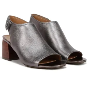 Vionic Valencia Comfort Heel Sandals Pewter Metallic Silver Leather Womens 10