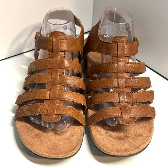 Vionic Women's Mocha Tan Harissa Leather Sandal in Size 10