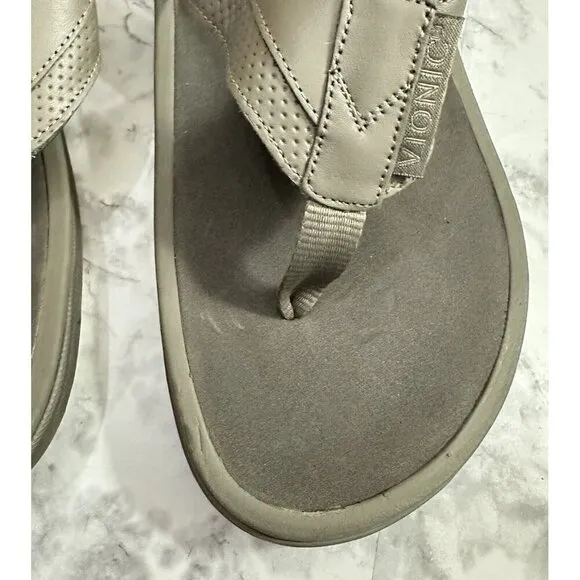 Vionic Wyatt Sandals Mens 10 Stone Flip Flops Arch Support Orthotic New
