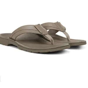 Vionic Wyatt Sandals Mens 10 Stone Flip Flops Arch Support Orthotic New