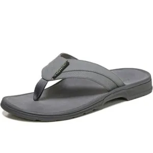 Vionic Wyatt Sandals Mens 9 Charcoal Gray Flip Flops Arch Support Orthotic New