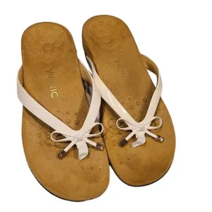 Vionic White Patent Leather Bella  Toe Post Sandals, Summer, Comfort | 9