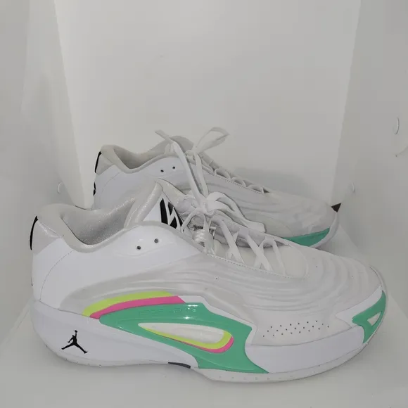 White and Green Athletic Sneakers