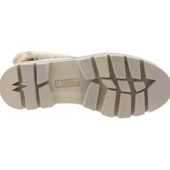 White Mountain Glamorous Faux Fur Leopard Lace Up Ankle Boots In White