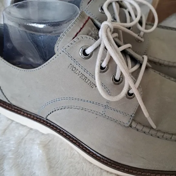 Wolverine Clapton Oxford Shoes Leather Grey Lace Up Dressy Casual Men's 10