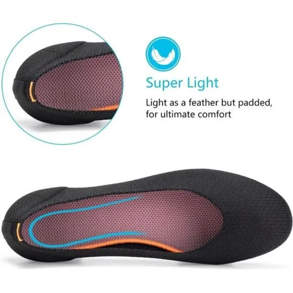 Women’s Ballet Flat Shoes Knit Dress Shoes Round Toe Slip On Ballerina Walking