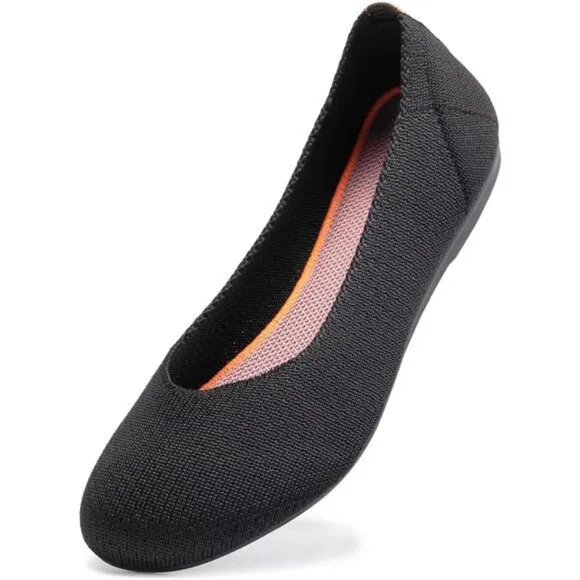 Women’s Ballet Flat Shoes Knit Dress Shoes Round Toe Slip On Ballerina Walking