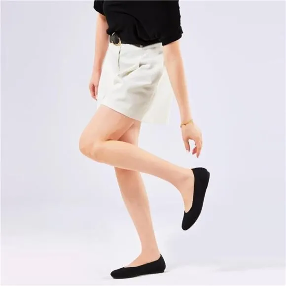 Women’s Ballet Flat Shoes Knit Dress Shoes Round Toe Slip On Ballerina Walking