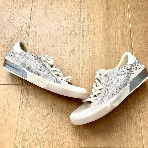 Women's Beige Sneakers with Rhinestone Detailing