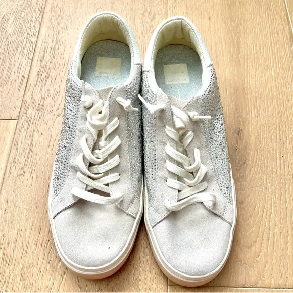 Women's Beige Sneakers with Rhinestone Detailing