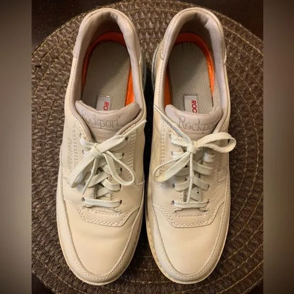 Women's Rockport W2314 Beige Pro-Walkers Vibram Leather Walking Shoes Size 7 EUC