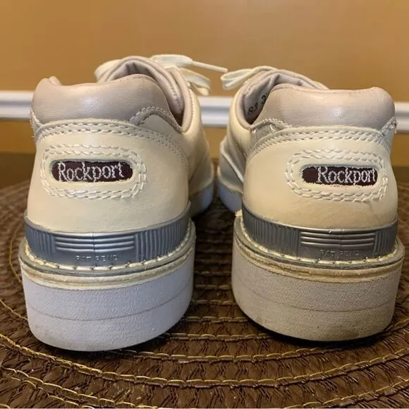 Women's Rockport W2314 Beige Pro-Walkers Vibram Leather Walking Shoes Size 7 EUC