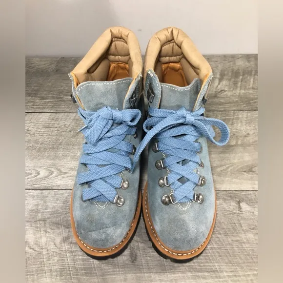 Women's Trail Kings Hiking Hiker Blue Leather Backpacking Boots Vintage Size 6.5