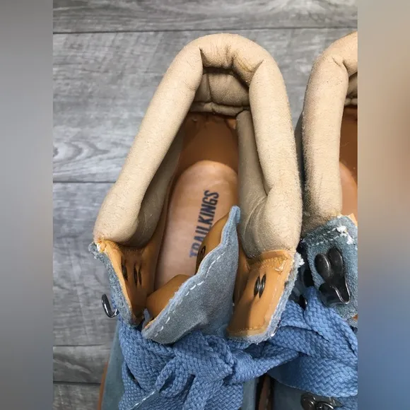 Women's Trail Kings Hiking Hiker Blue Leather Backpacking Boots Vintage Size 6.5