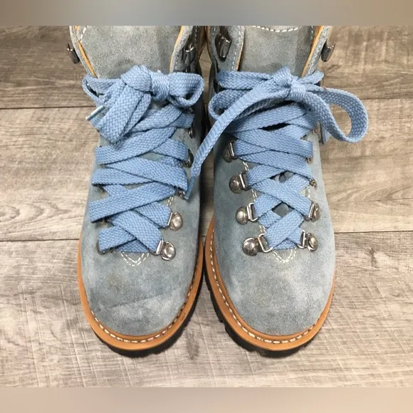Women's Trail Kings Hiking Hiker Blue Leather Backpacking Boots Vintage Size 6.5