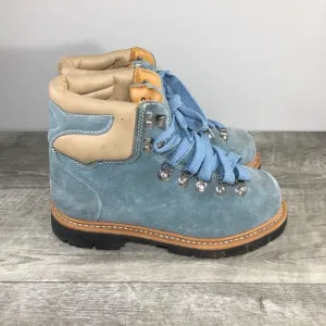 Women's Trail Kings Hiking Hiker Blue Leather Backpacking Boots Vintage Size 6.5