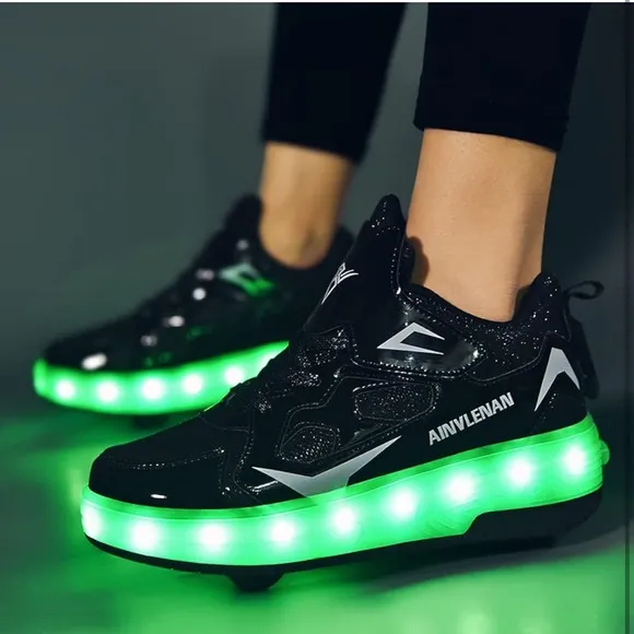 Ylllu Kids LED Roller Skate Shoes Single Wheel Light up Roller Shoes