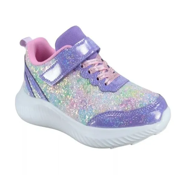 Youth Girl's Kid's Slip On Strap Glitter Sneakers Athletic Walking Shoes NEW