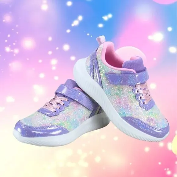 Youth Girl's Kid's Slip On Strap Glitter Sneakers Athletic Walking Shoes NEW