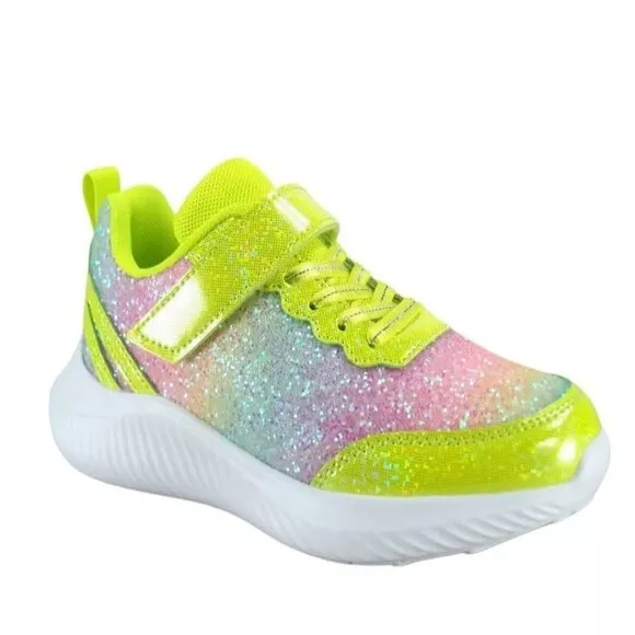 Youth Girl's Kid's Slip On Strap Glitter Sneakers Athletic Walking Shoes NEW