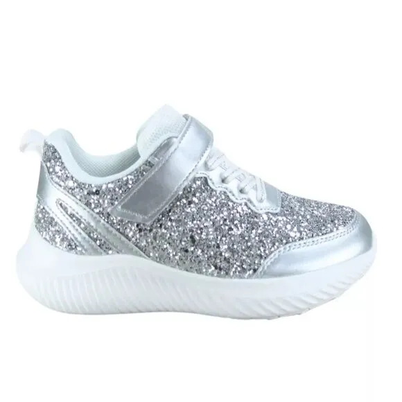 Youth Girl's Kid's Slip On Strap Glitter Sneakers Athletic Walking Shoes NEW
