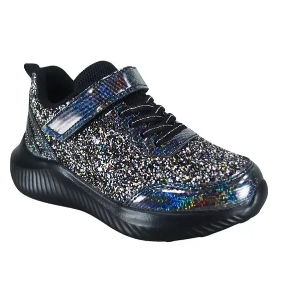 Youth Girl's Kid's Slip On Strap Glitter Sneakers Athletic Walking Shoes NEW
