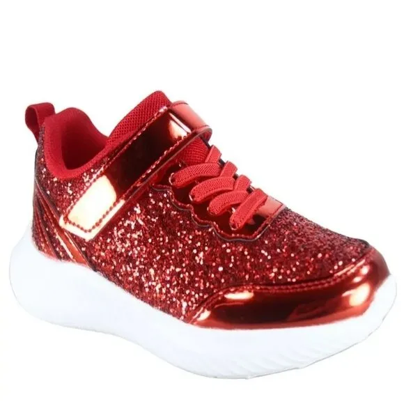 Youth Girl's Kid's Slip On Strap Glitter Sneakers Athletic Walking Shoes NEW