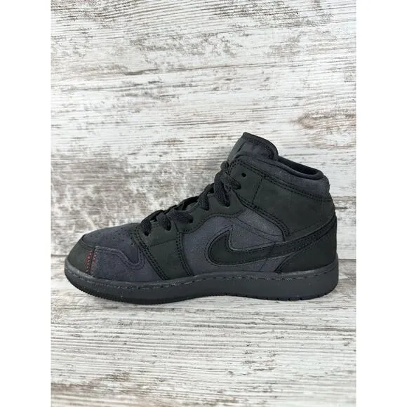Youth Nike Air Jordan 1 Mid SE Craft (GS) Dark Smoke Gray/Black Sneakers Sz 4Y
