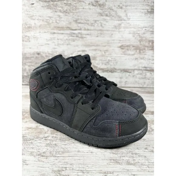 Youth Nike Air Jordan 1 Mid SE Craft (GS) Dark Smoke Gray/Black Sneakers Sz 4Y
