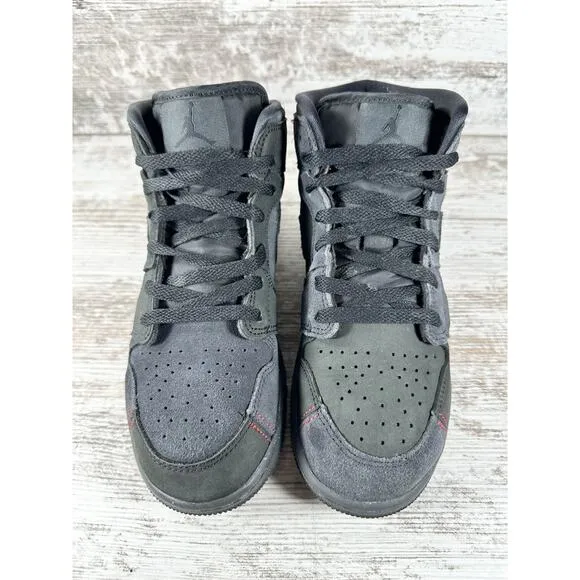 Youth Nike Air Jordan 1 Mid SE Craft (GS) Dark Smoke Gray/Black Sneakers Sz 4Y