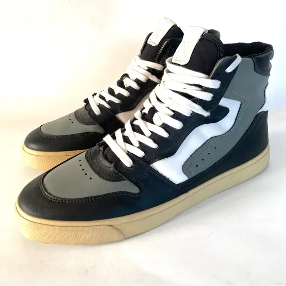 Zara Hi Top Men’s Sneakers US 9 Black Gray White Casual Trainers Shoes