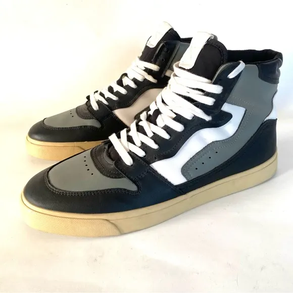 Zara Hi Top Men’s Sneakers US 9 Black Gray White Casual Trainers Shoes