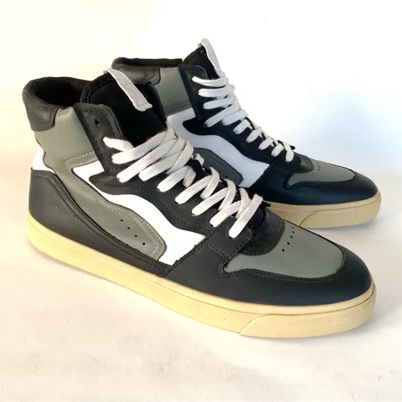 Zara Hi Top Men’s Sneakers US 9 Black Gray White Casual Trainers Shoes