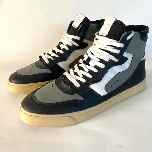 Zara Hi Top Men’s Sneakers US 9 Black Gray White Casual Trainers Shoes