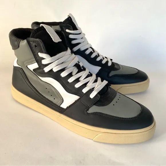 Zara Hi Top Men’s Sneakers US 9 Black Gray White Casual Trainers Shoes