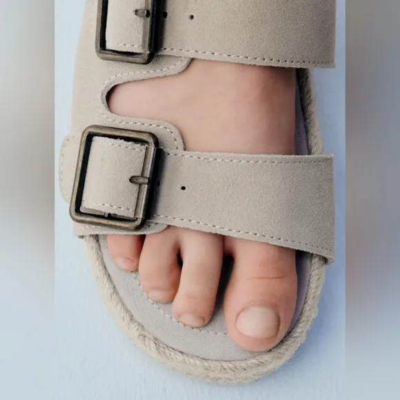 ZARA KIDS JUTE LEATHER SANDALS