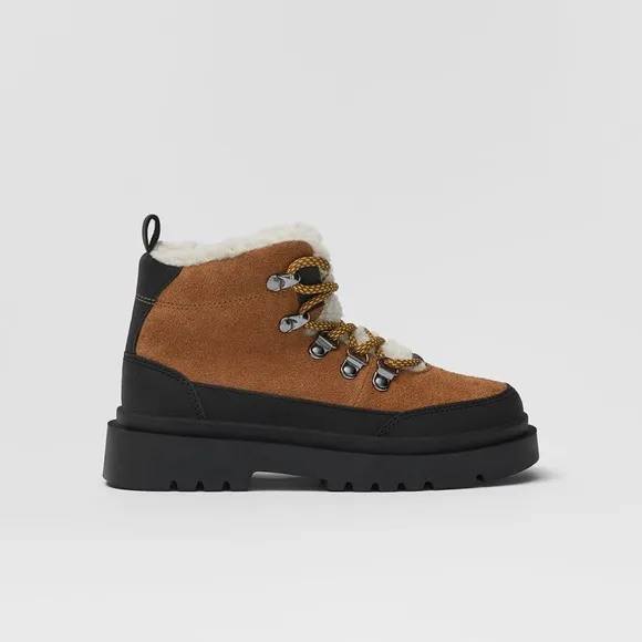 ZARA Kids Leather Hiking Boots