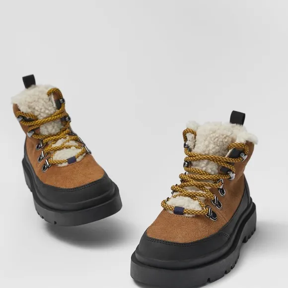 ZARA Kids Leather Hiking Boots